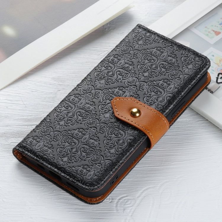 For Google Pixel 9 European Floral Embossed Leather Phone Case(Black) - Google Cases by PMC Jewellery | Online Shopping South Africa | PMC Jewellery | Buy Now Pay Later Mobicred