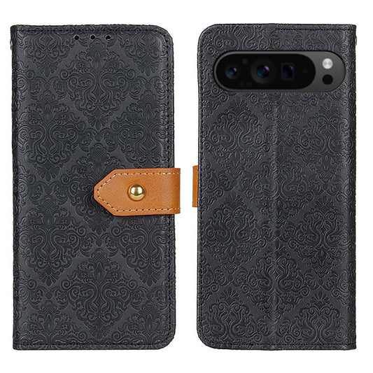 For Google Pixel 9 Pro European Floral Embossed Leather Phone Case(Black) - Google Cases by PMC Jewellery | Online Shopping South Africa | PMC Jewellery | Buy Now Pay Later Mobicred