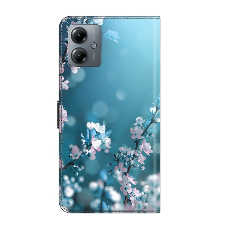 For Motorola Moto G14 Crystal 3D Shockproof Protective Leather Phone Case(Plum Flower) - Motorola Cases by PMC TechLife | Online Shopping South Africa | PMC TechLife | Buy Now Pay Later Mobicred