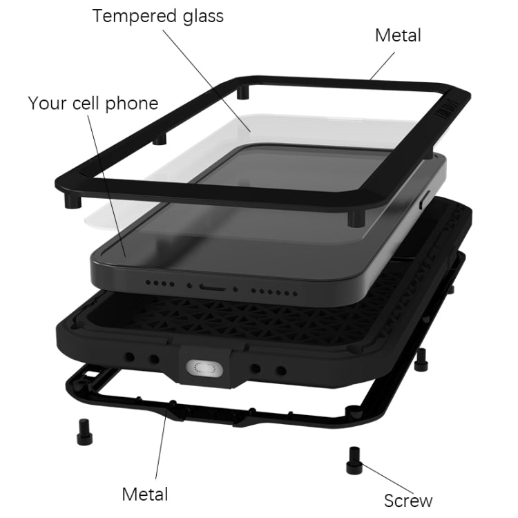 For iPhone 15 Plus LOVE MEI Metal Shockproof Life Waterproof Dustproof Phone Case(Red) - free shipping - PMC TechLife - Order now!