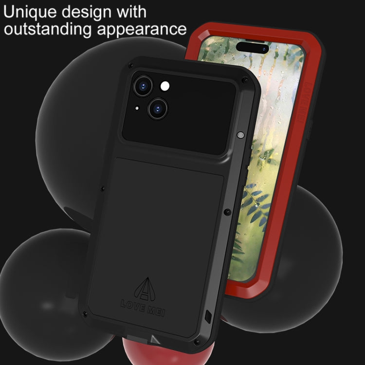 For iPhone 15 Plus LOVE MEI Metal Shockproof Life Waterproof Dustproof Phone Case(Red) - free shipping - PMC TechLife - Order now!