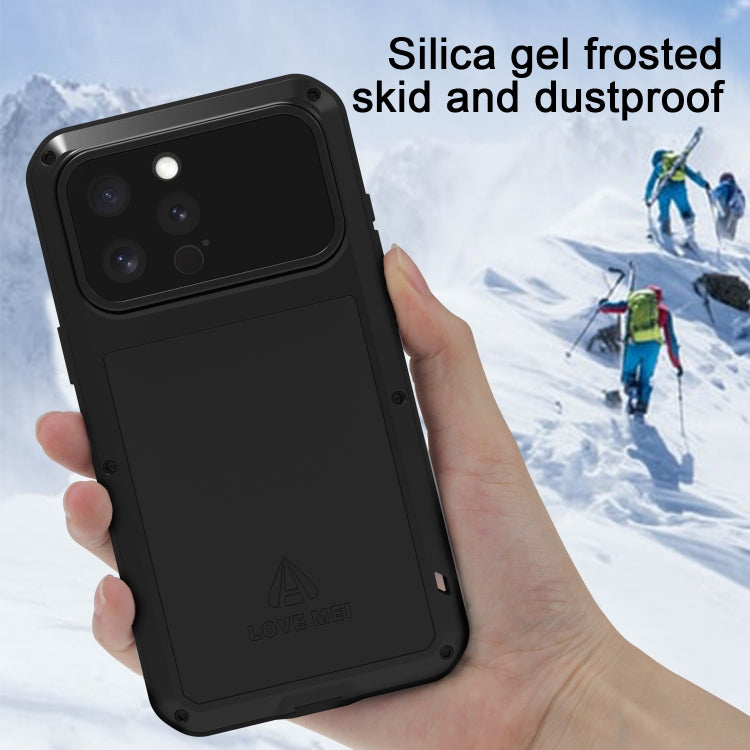 For iPhone 16 Pro LOVE MEI Metal Shockproof Life Waterproof Dustproof Phone Case(Black) - iPhone 16 Pro Cases by LOVE MEI | Online Shopping South Africa | PMC Jewellery | Buy Now Pay Later Mobicred