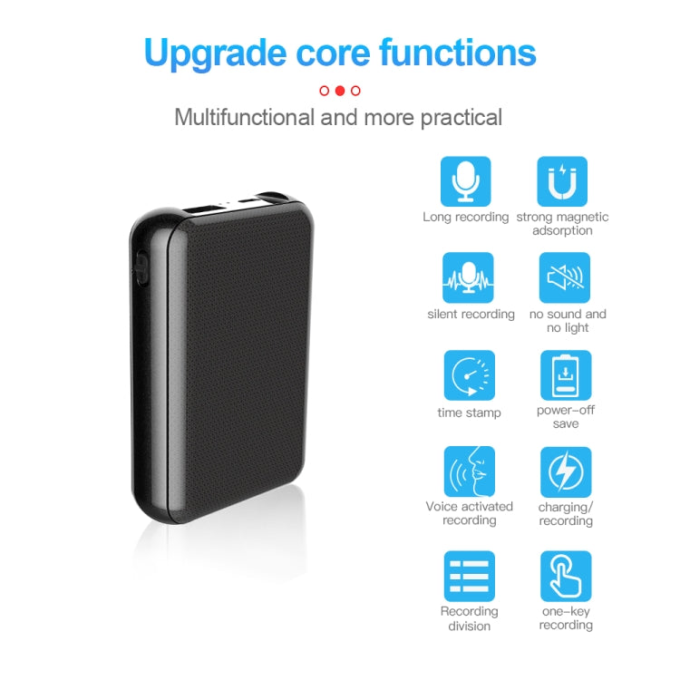 JNN Q75 Magnetic Power Bank Smart Voice Recorder, Memory:64GB(Black) - Recording Pen by JNN | Online Shopping South Africa | PMC TechLife | Buy Now Pay Later Mobicred