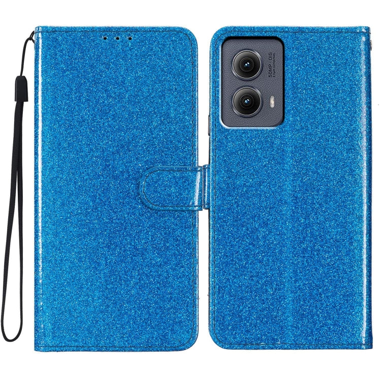 For Motorola Edge 2024 Glitter Powder Flip Leather Phone Case(Blue) - Motorola Cases by PMC Jewellery | Online Shopping South Africa | PMC Jewellery | Buy Now Pay Later Mobicred