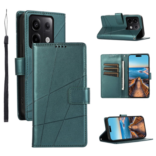 For Xiaomi Redmi Note 13 Pro 5G PU Genuine Leather Texture Embossed Line Phone Case(Green) - Note 13 Pro Cases by PMC Jewellery | Online Shopping South Africa | PMC Jewellery | Buy Now Pay Later Mobicred