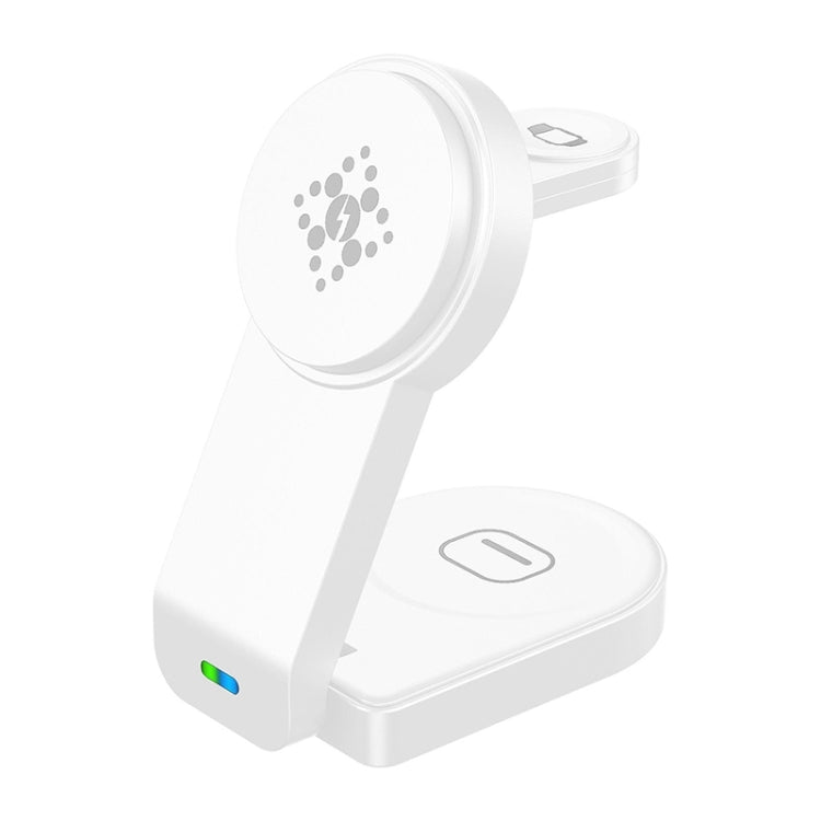 B-23 3 in 1 Foldable Magnetic Wireless Charger Phone Holder, Plug:UK Plug(White) - Wireless Charger by PMC TechLife | Online Shopping South Africa | PMC TechLife