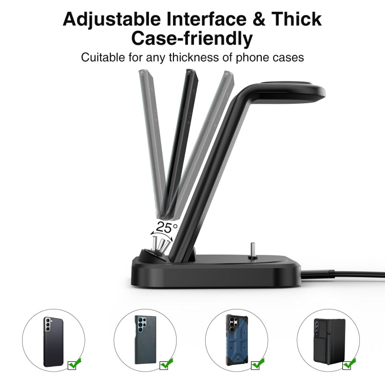 For Type-C Mobile Phones & Earphones / Samsung Watch Series 4 in 1 Wireless Charger Holder(Black) - Multifunction Charger by PMC Jewellery | Online Shopping South Africa | PMC Jewellery | Buy Now Pay Later Mobicred