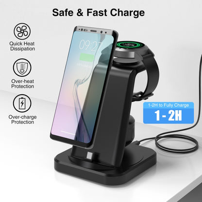 For Type-C Mobile Phones & Earphones / Samsung Watch Series 4 in 1 Wireless Charger Holder(Black) - Multifunction Charger by PMC Jewellery | Online Shopping South Africa | PMC Jewellery | Buy Now Pay Later Mobicred