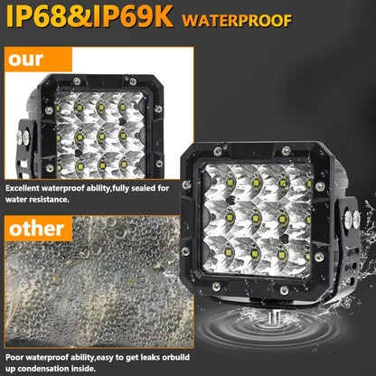 E15 35W / 4000LM / 6000K / DC 9-30V Car 5 inch Square Work Light(White Light) - Work Lights by PMC Jewellery | Online Shopping South Africa | PMC Jewellery | Buy Now Pay Later Mobicred