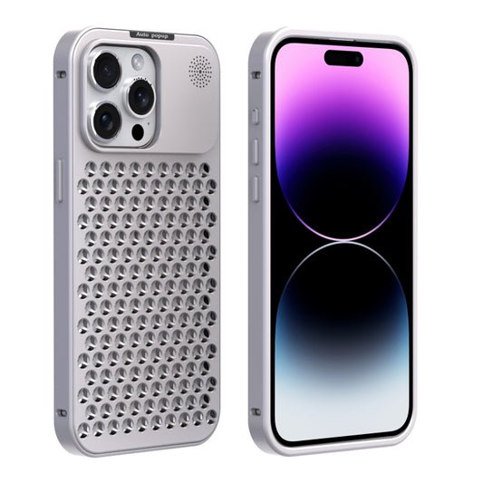 For iPhone 14 Pro Max R-JUST RJ58 Aromatherapy Metal Cooling Phone Case(Silver) - iPhone 14 Pro Max Cases by R-JUST | Online Shopping South Africa | PMC Jewellery
