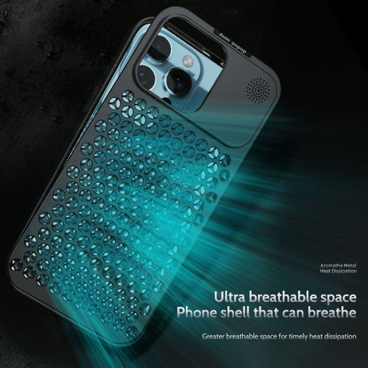 For iPhone 13 Pro Max R-JUST RJ58 Aromatherapy Metal Cooling Phone Case(Black) - iPhone 13 Pro Max Cases by R-JUST | Online Shopping South Africa | PMC Jewellery