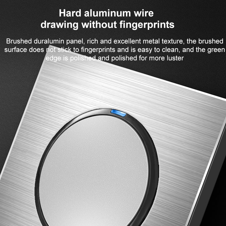 86mm Gray Aluminum Wire Drawing LED Switch Panel, Style:Two Open Dual Control -  by PMC Jewellery | Online Shopping South Africa | PMC Jewellery | Buy Now Pay Later Mobicred