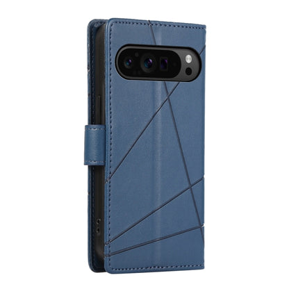 For Google Pixel 9 Pro PU Genuine Leather Texture Embossed Line Phone Case(Blue) - Google Cases by PMC Jewellery | Online Shopping South Africa | PMC Jewellery | Buy Now Pay Later Mobicred