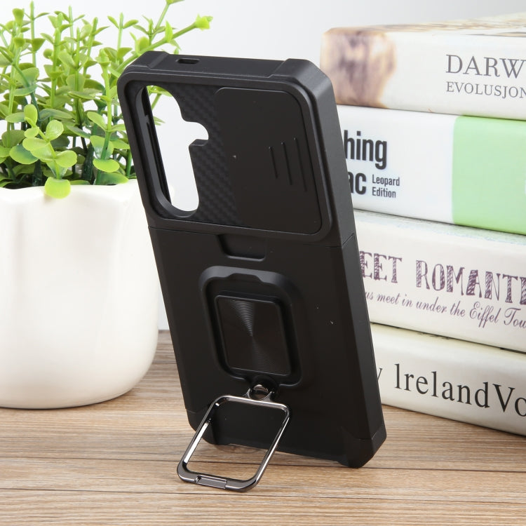 For Samsung Galaxy S24 5G Camera Shield Card Slot PC+TPU Phone Case(Black) - Galaxy S24 5G Cases by PMC TechLife | Online Shopping South Africa | PMC TechLife