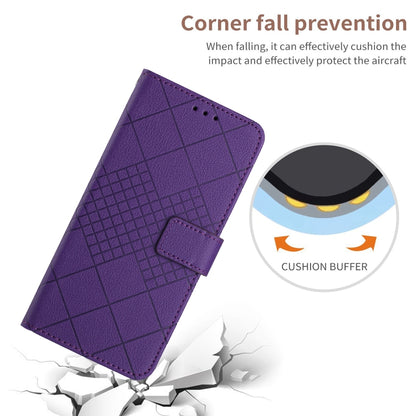 For iPhone 16 Rhombic Grid Texture Leather Phone Case(Purple) - iPhone 16 Cases by PMC Jewellery | Online Shopping South Africa | PMC Jewellery | Buy Now Pay Later Mobicred