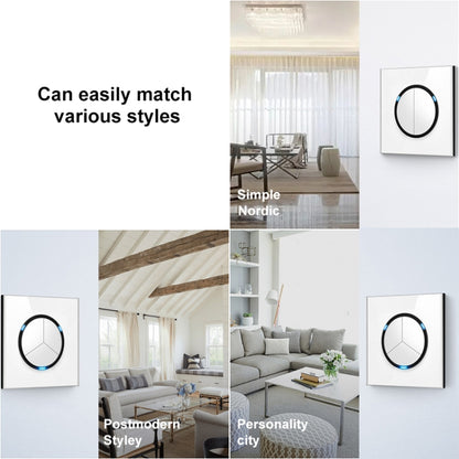 86mm Round LED Tempered Glass Switch Panel, White Round Glass, Style:Four Billing Control - Switch by PMC Jewellery | Online Shopping South Africa | PMC Jewellery | Buy Now Pay Later Mobicred