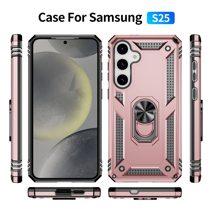 For Samsung Galaxy S25 5G Shockproof TPU + PC Phone Case(Rose Gold) - Galaxy S25 5G Cases by PMC Jewellery | Online Shopping South Africa | PMC Jewellery | Buy Now Pay Later Mobicred