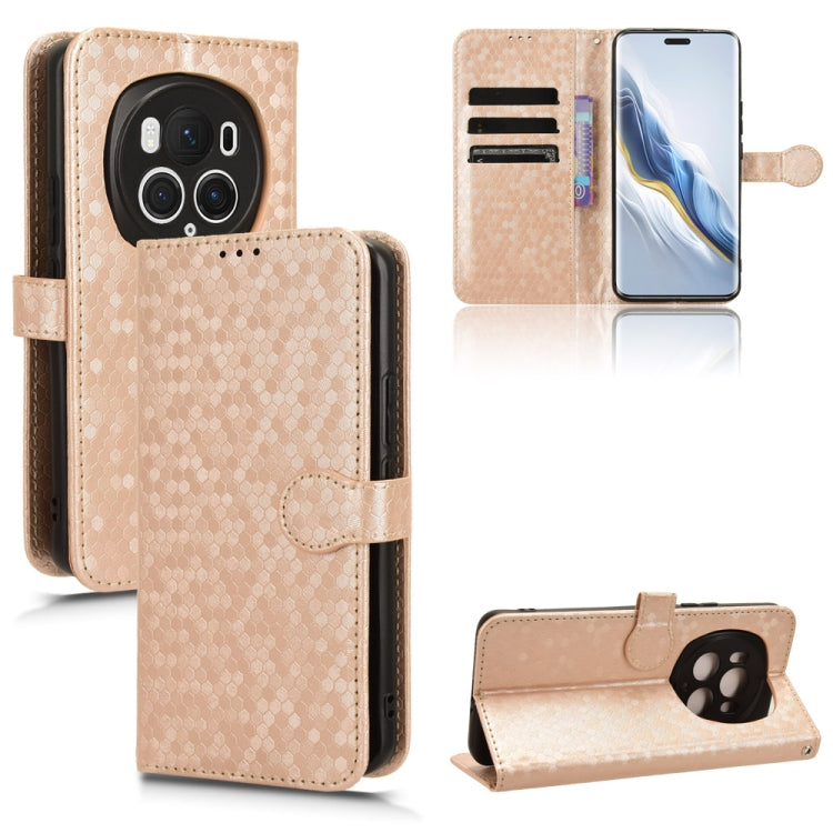 For Honor Magic6 Pro Honeycomb Dot Texture Leather Phone Case(Gold) - Honor Cases by PMC Jewellery | Online Shopping South Africa | PMC Jewellery | Buy Now Pay Later Mobicred