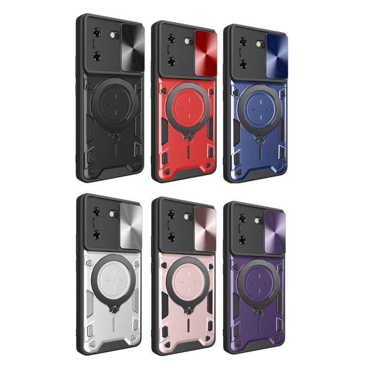 For Tecno Pova 5 CD Texture Sliding Camshield Magnetic Holder Phone Case(Blue) - free shipping - PMC TechLife - Order now!
