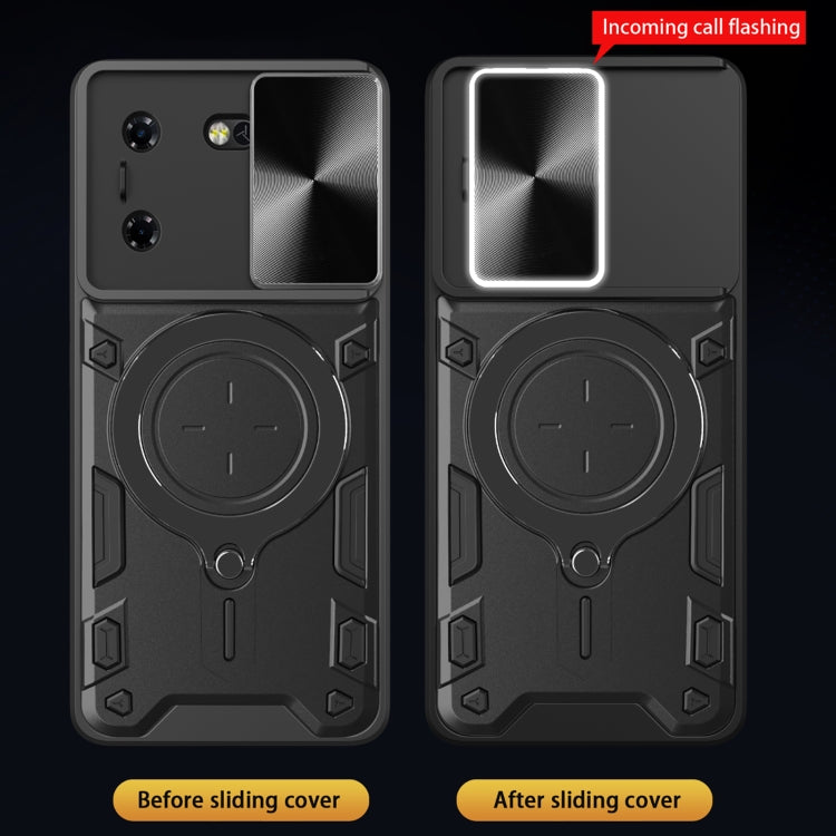 For Tecno Pova 5 CD Texture Sliding Camshield Magnetic Holder Phone Case(Blue) - free shipping - PMC TechLife - Order now!