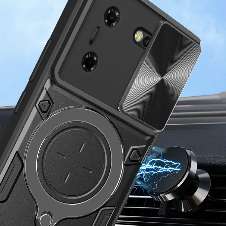 For Tecno Pova 5 CD Texture Sliding Camshield Magnetic Holder Phone Case(Blue) - free shipping - PMC TechLife - Order now!