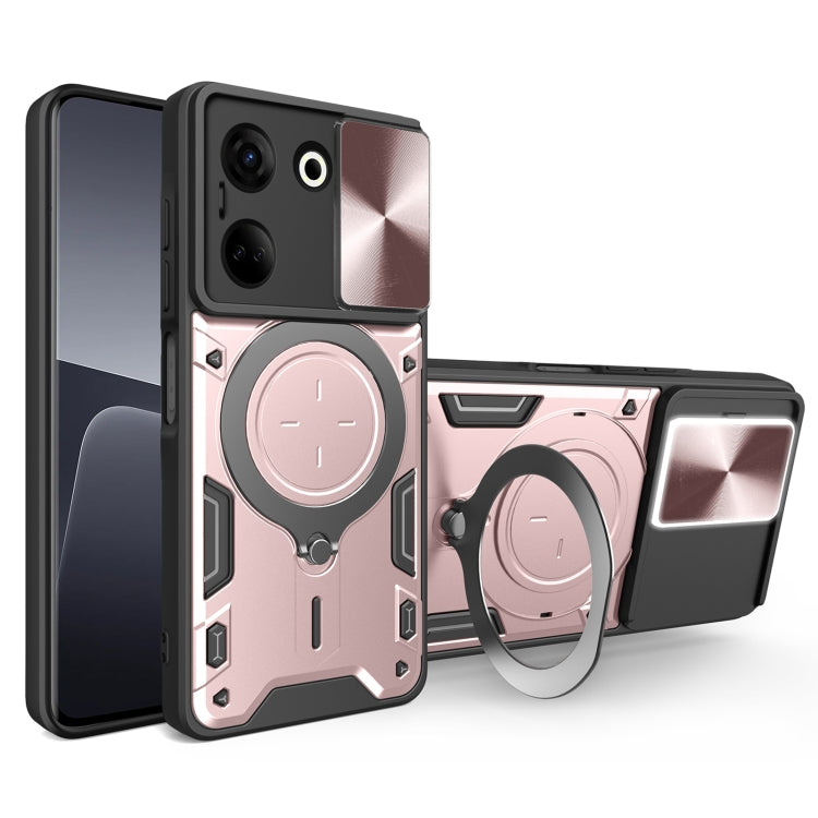 For Tecno Camon 20 4G / 20 Pro 4G CD Texture Sliding Camshield Magnetic Holder Phone Case(Pink) - Tecno Cases by PMC Jewellery | Online Shopping South Africa | PMC Jewellery | Buy Now Pay Later Mobicred