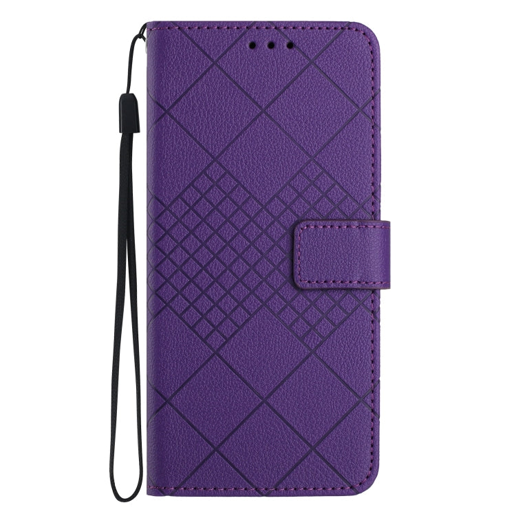 For Xiaomi Redmi 13C 4G Rhombic Grid Texture Leather Phone Case(Purple) - 13C Cases by PMC Jewellery | Online Shopping South Africa | PMC Jewellery