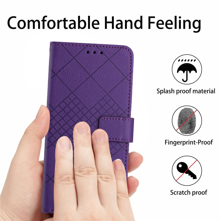 For Xiaomi Redmi 13C 4G Rhombic Grid Texture Leather Phone Case(Purple) - 13C Cases by PMC Jewellery | Online Shopping South Africa | PMC Jewellery