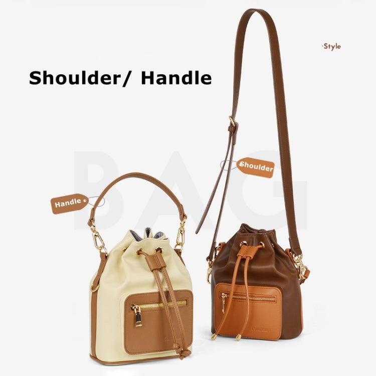 Cwatcun D82 Bundle Drawstring Lens Bag PU Crossbody Camera Bag(Beige) - free shipping - PMC TechLife - Order now!