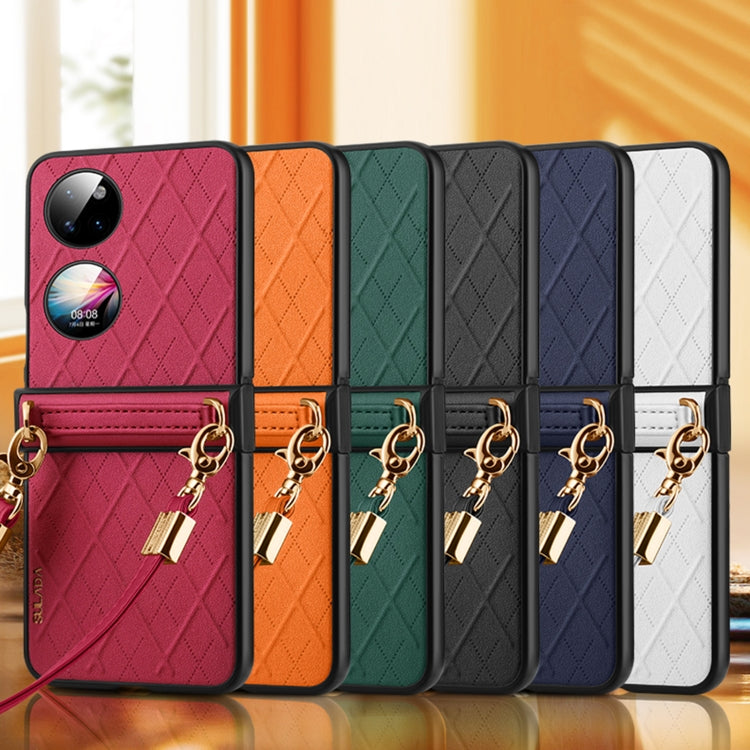 For Huawei P50 Pocket SULADA Elegant Rhombic Texture Folding Phone Case with Lanyard(Blue) - free shipping - PMC TechLife - Order now!