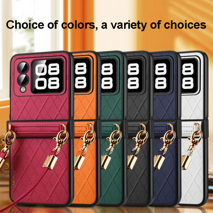 For Huawei nova Flip SULADA Elegant Rhombic Texture Folding Phone Case with Lanyard(Black) - free shipping - PMC TechLife - Order now!