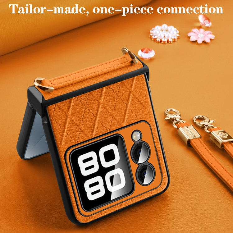 For Huawei nova Flip SULADA Elegant Rhombic Texture Folding Phone Case with Lanyard(Blue) - free shipping - PMC TechLife - Order now!