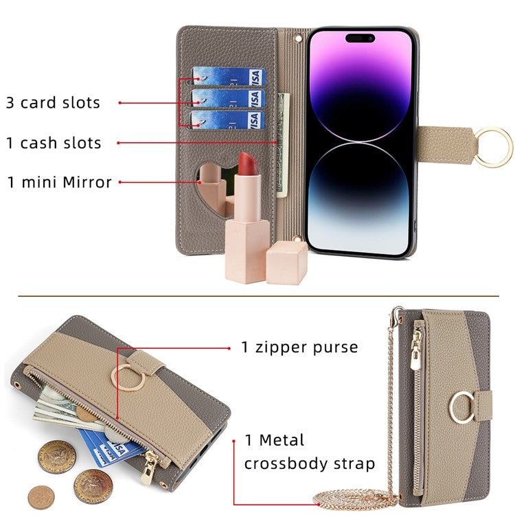 For Nokia C12 Crossbody Litchi Texture Leather Phone Case(Grey) - Nokia Cases by PMC TechLife | Online Shopping South Africa | PMC TechLife | Buy Now Pay Later Mobicred