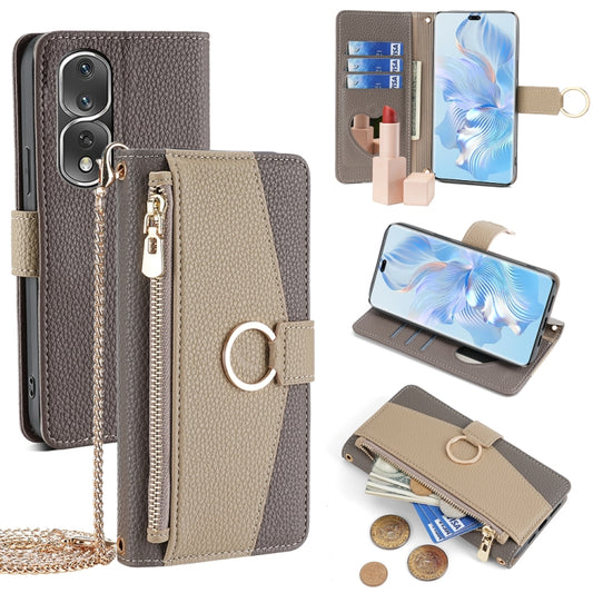 For Honor 80 Pro Crossbody Litchi Texture Leather Phone Case(Grey) - Honor Cases by PMC Jewellery | Online Shopping South Africa | PMC Jewellery | Buy Now Pay Later Mobicred