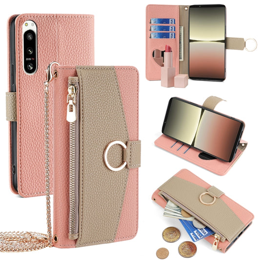 For Sony Xperia 5 IV Crossbody Litchi Texture Leather Phone Case(Pink) - Sony Cases by PMC Jewellery | Online Shopping South Africa | PMC Jewellery | Buy Now Pay Later Mobicred