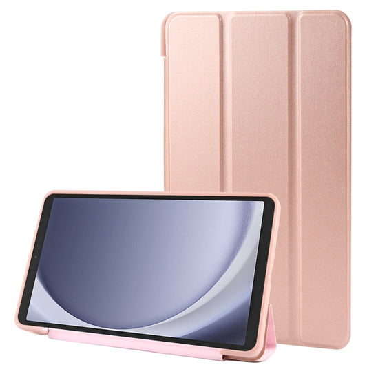 For Samsung Galaxy Tab A9 Tri-fold Holder Flip Horizontal Flip TPU Leather Tablet Case(Rose Gold) - Galaxy Tab A9 by PMC Jewellery | Online Shopping South Africa | PMC Jewellery