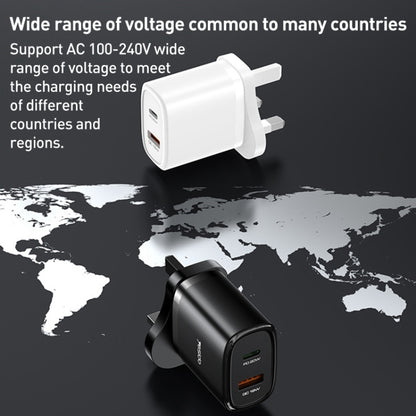 Yesido YC46 PD20W USB-C / Type-C + USB Travel Charger with 1m Type-C to 8 Pin Cable, UK Plug(Black) - USB Charger by Yesido | Online Shopping South Africa | PMC Jewellery | Buy Now Pay Later Mobicred