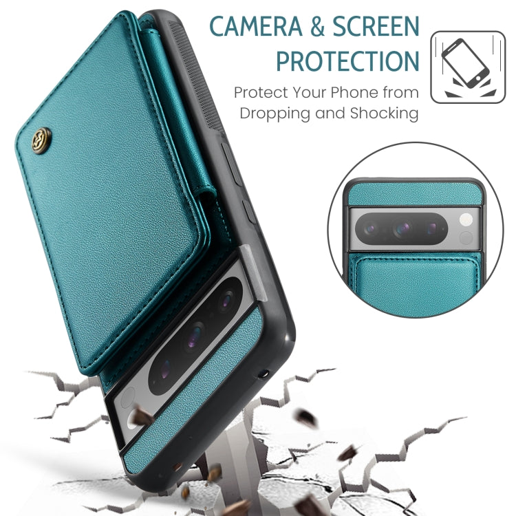 For Google Pixel 8 Pro CaseMe C22 Card Slots Holder RFID Anti-theft Phone Case(Blue Green) - Google Cases by CaseMe | Online Shopping South Africa | PMC Jewellery | Buy Now Pay Later Mobicred