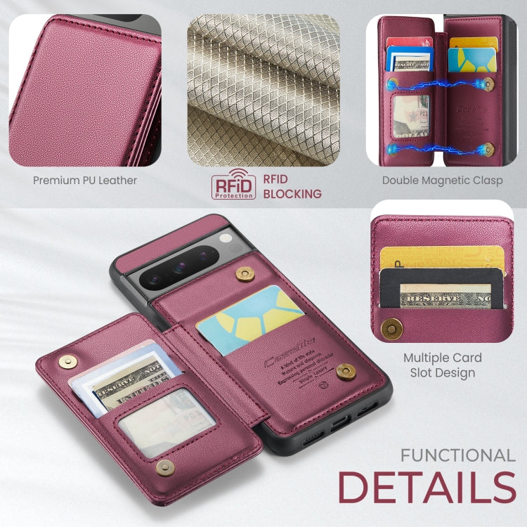 For Google Pixel 8 Pro CaseMe C22 Card Slots Holder RFID Anti-theft Phone Case(Wine Red) - Google Cases by CaseMe | Online Shopping South Africa | PMC Jewellery | Buy Now Pay Later Mobicred