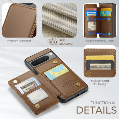 For Google Pixel 8 Pro CaseMe C22 Card Slots Holder RFID Anti-theft Phone Case(Brown) - Google Cases by CaseMe | Online Shopping South Africa | PMC Jewellery | Buy Now Pay Later Mobicred