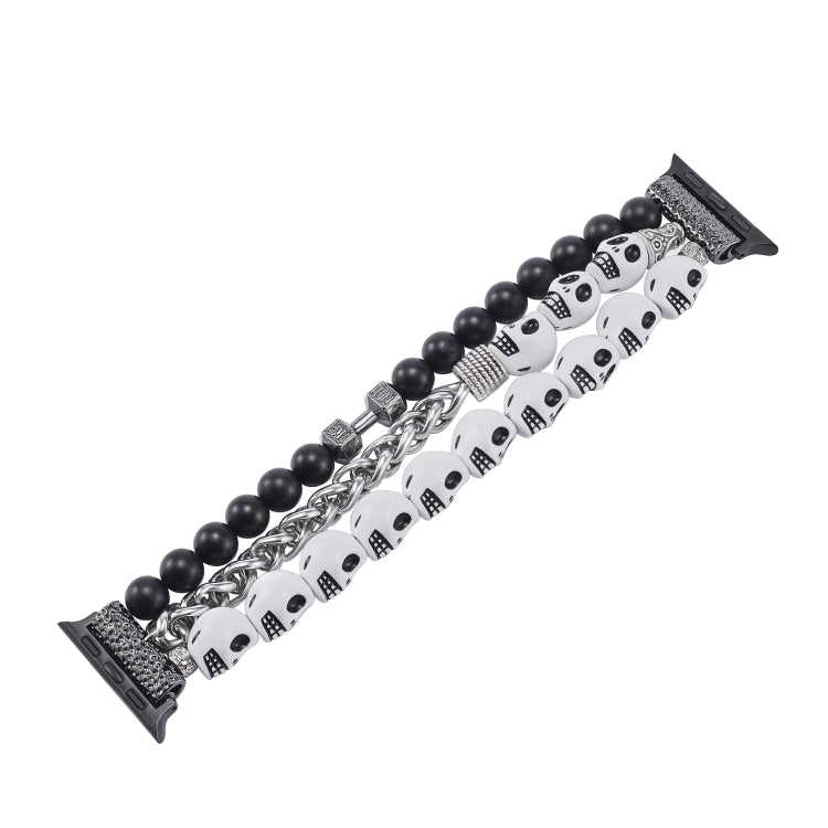 For Apple Watch Series 3 42mm Skull Beaded Watch Band(White) - Watch Bands by PMC TechLife | Online Shopping South Africa | PMC TechLife