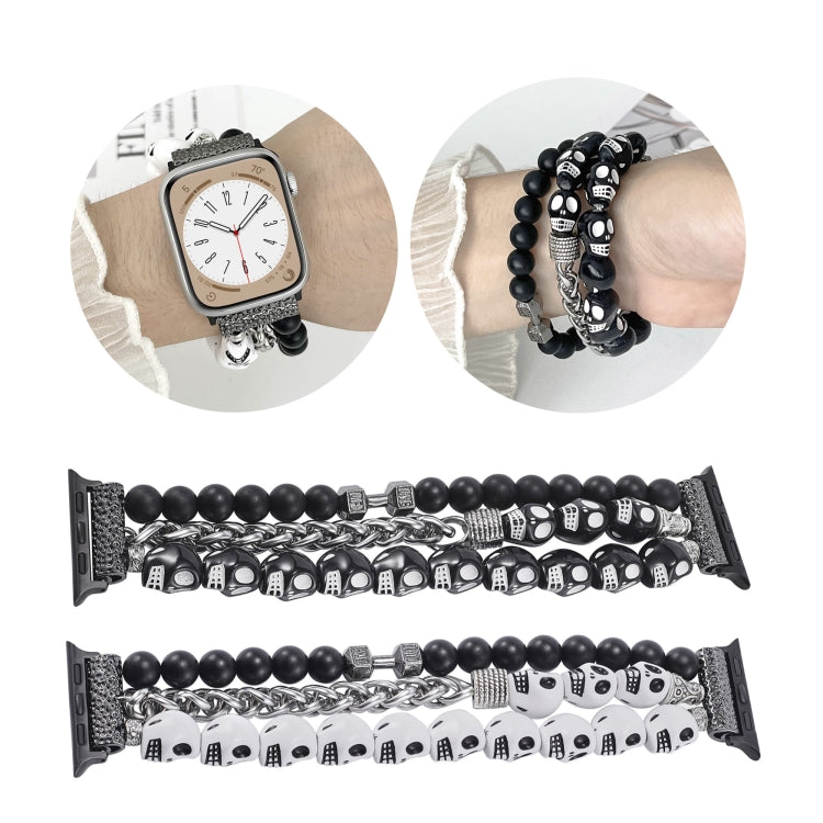 For Apple Watch 38mm Skull Beaded Watch Band(White) - Watch Bands by PMC Jewellery | Online Shopping South Africa | PMC Jewellery