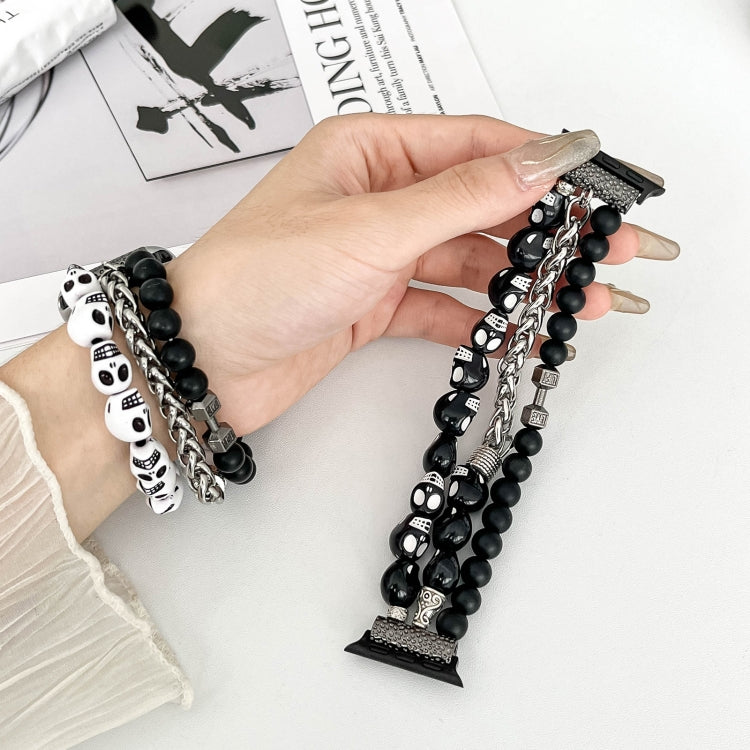 For Apple Watch Series 6 44mm Skull Beaded Watch Band(White) - Watch Bands by PMC TechLife | Online Shopping South Africa | PMC TechLife