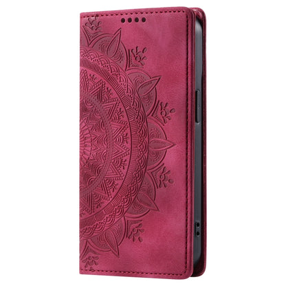 For iPhone 16 Pro Totem Embossed Magnetic Leather Phone Case(Red) - iPhone 16 Pro Cases by PMC Jewellery | Online Shopping South Africa | PMC Jewellery | Buy Now Pay Later Mobicred