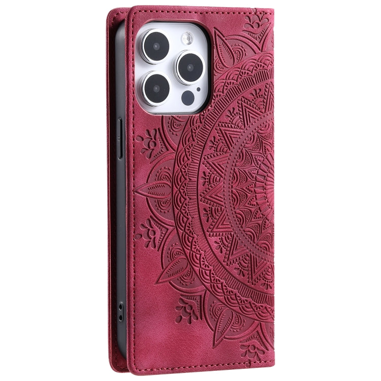 For iPhone 16 Pro Totem Embossed Magnetic Leather Phone Case(Red) - iPhone 16 Pro Cases by PMC Jewellery | Online Shopping South Africa | PMC Jewellery | Buy Now Pay Later Mobicred