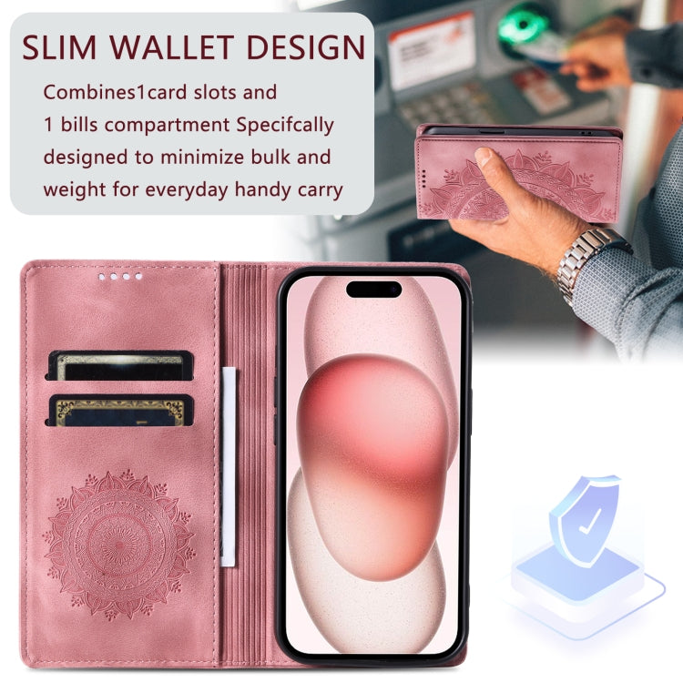 For iPhone 16 Plus Totem Embossed Magnetic Leather Phone Case(Rose Gold) - iPhone 16 Plus Cases by PMC Jewellery | Online Shopping South Africa | PMC Jewellery | Buy Now Pay Later Mobicred