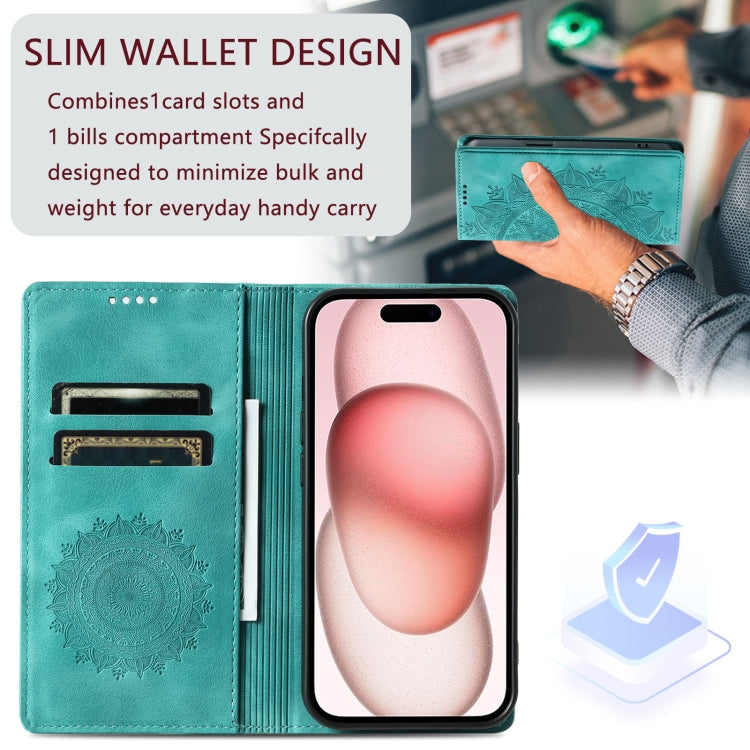 For iPhone 16 Plus Totem Embossed Magnetic Leather Phone Case(Green) - iPhone 16 Plus Cases by PMC TechLife | Online Shopping South Africa | PMC TechLife | Buy Now Pay Later Mobicred