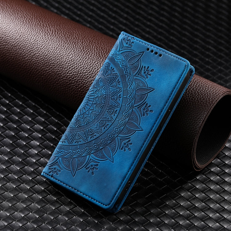 For iPhone 16 Totem Embossed Magnetic Leather Phone Case(Blue) - iPhone 16 Cases by PMC Jewellery | Online Shopping South Africa | PMC Jewellery | Buy Now Pay Later Mobicred