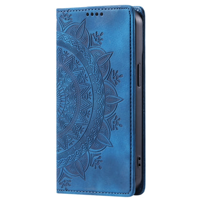 For iPhone 16 Totem Embossed Magnetic Leather Phone Case(Blue) - iPhone 16 Cases by PMC Jewellery | Online Shopping South Africa | PMC Jewellery | Buy Now Pay Later Mobicred