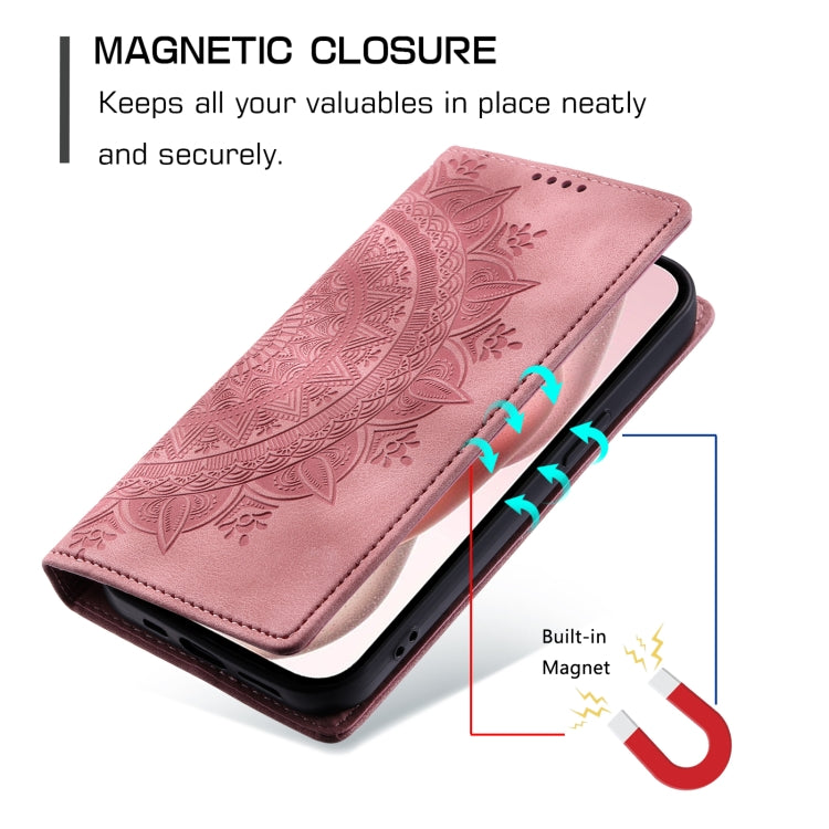 For iPhone 16 Totem Embossed Magnetic Leather Phone Case(Rose Gold) - free shipping - PMC TechLife - Order now!